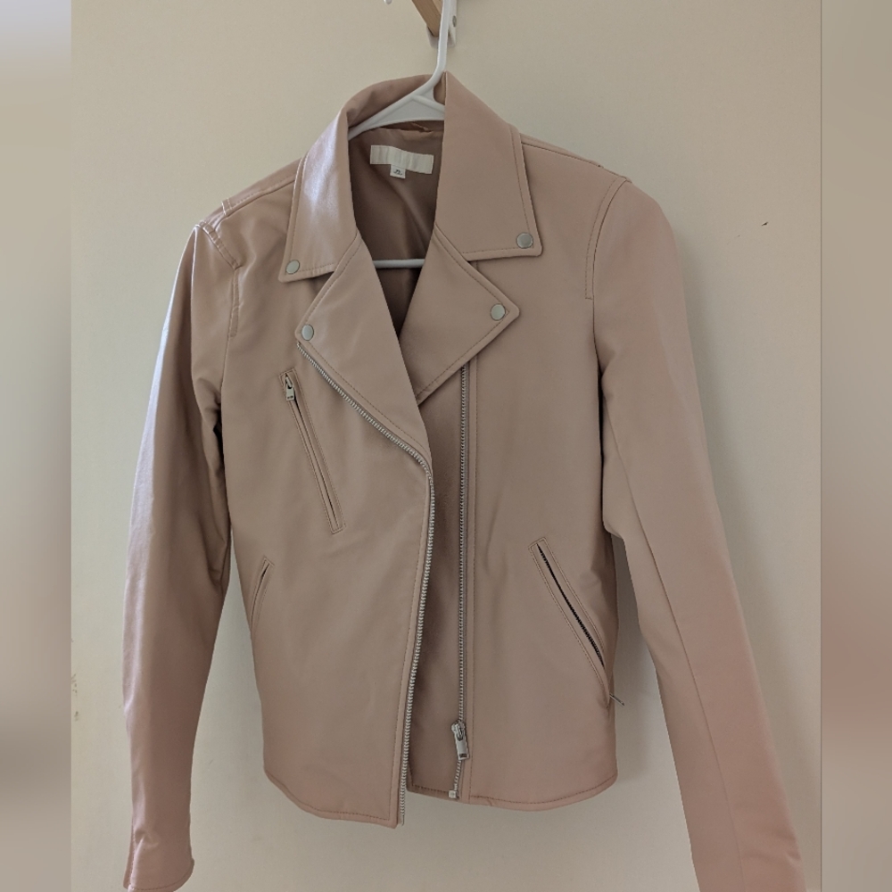 Uniqlo Light Pink Faux Leather Jacket Size XS